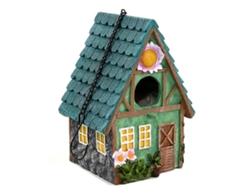 KOFIHETY Casa para Pájaros Exterior, Decoración de Jardín Colgante en Resina para Loros
