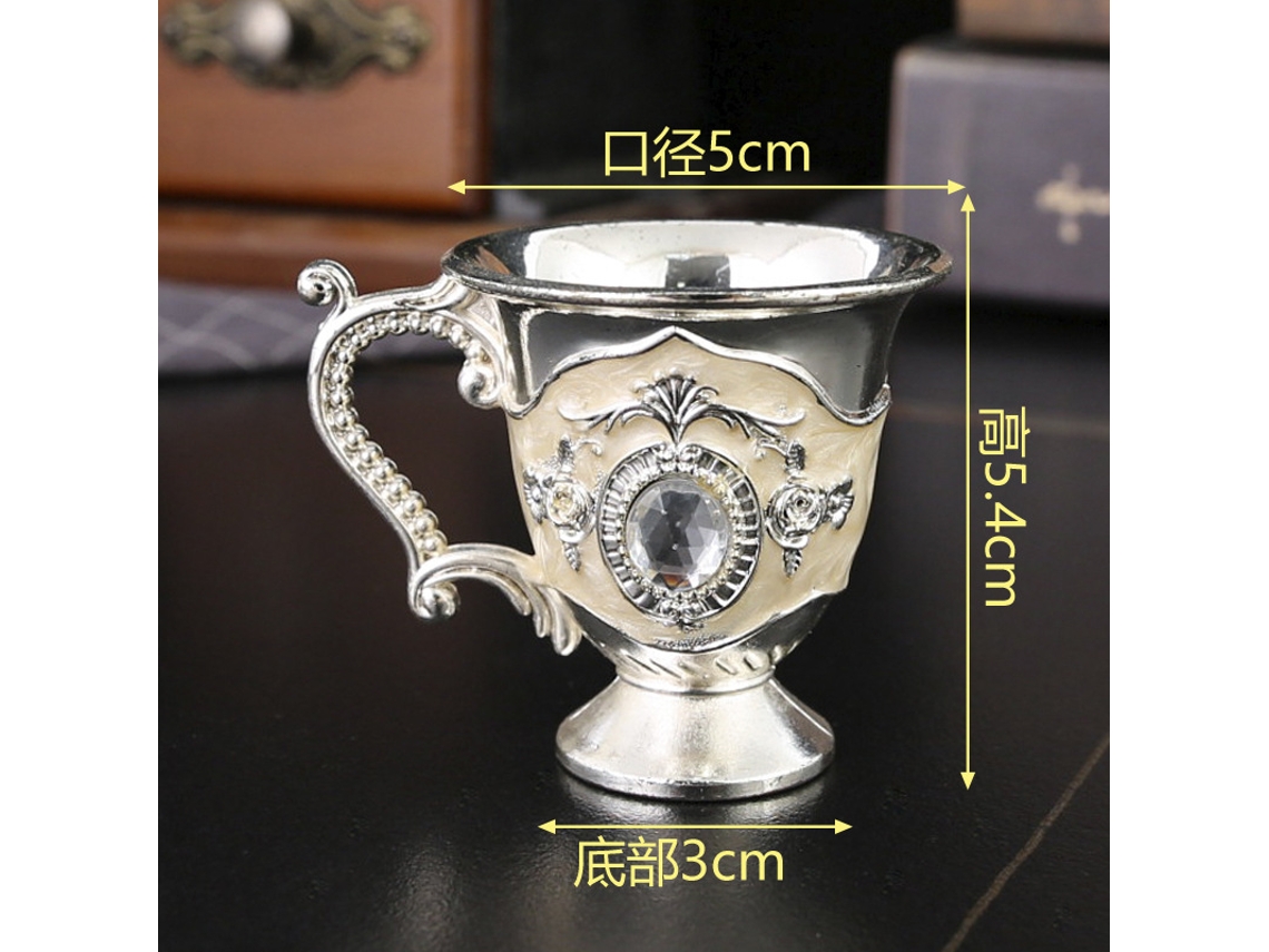 (vaso De Estilo Europeo Blanco Plateado)copa De Vino Blanco De Metal,diseño Creativo De Estilo Europeo Con Asa, Vaso De Una Onza, De Alta Gama