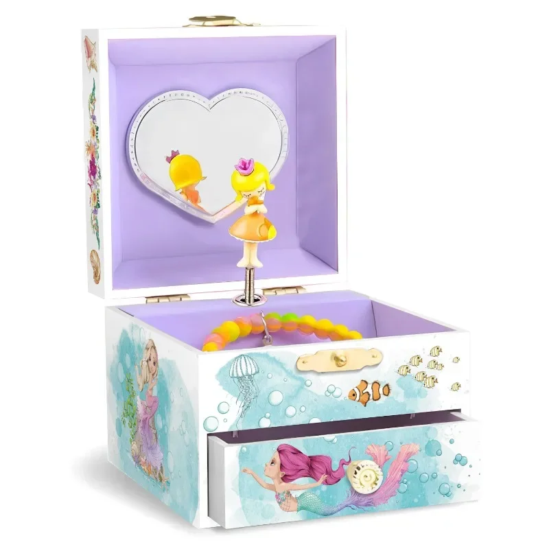 Caja De Música De Sirena Del Mundo Submarino De 10 Cm (tipo Cajón): Perfecta Para El Día Del Niño, San Valentín Y Navidad.