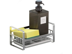 Organizador De Fregadero Mediano De Acero Inoxidable (sus304) Para Esponja, Jabón Y Cepillo Con Bandeja De Drenaje.