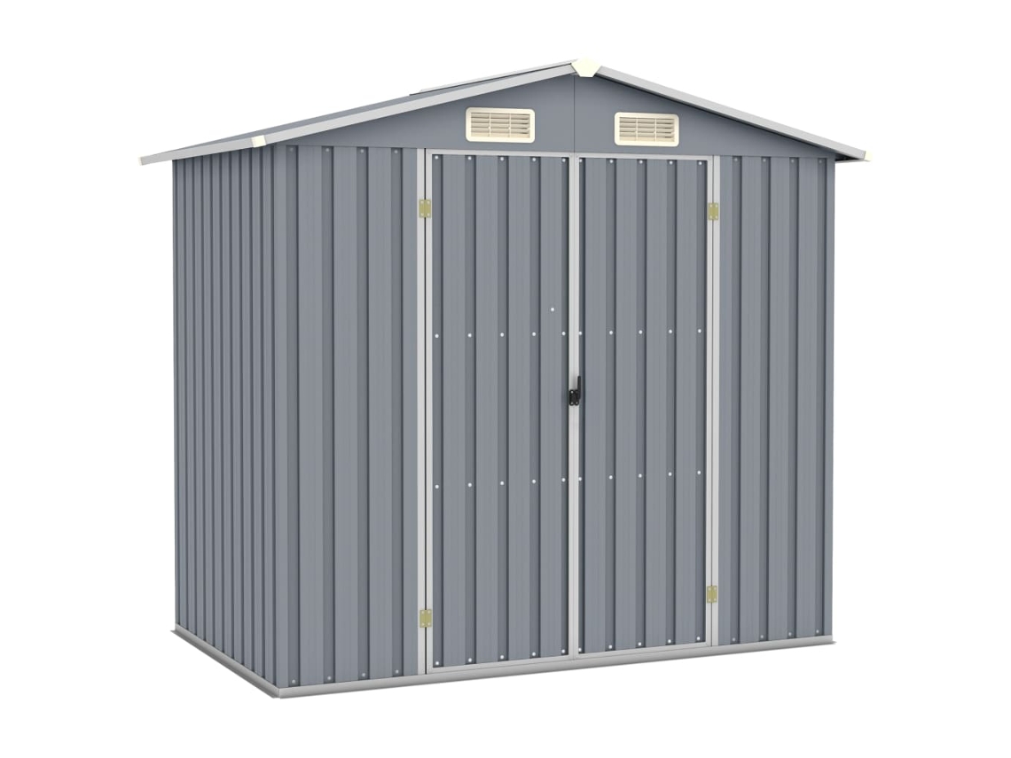 Caseta de jardín 205x129x183 cm acero galvanizado gris LOVELY HOME