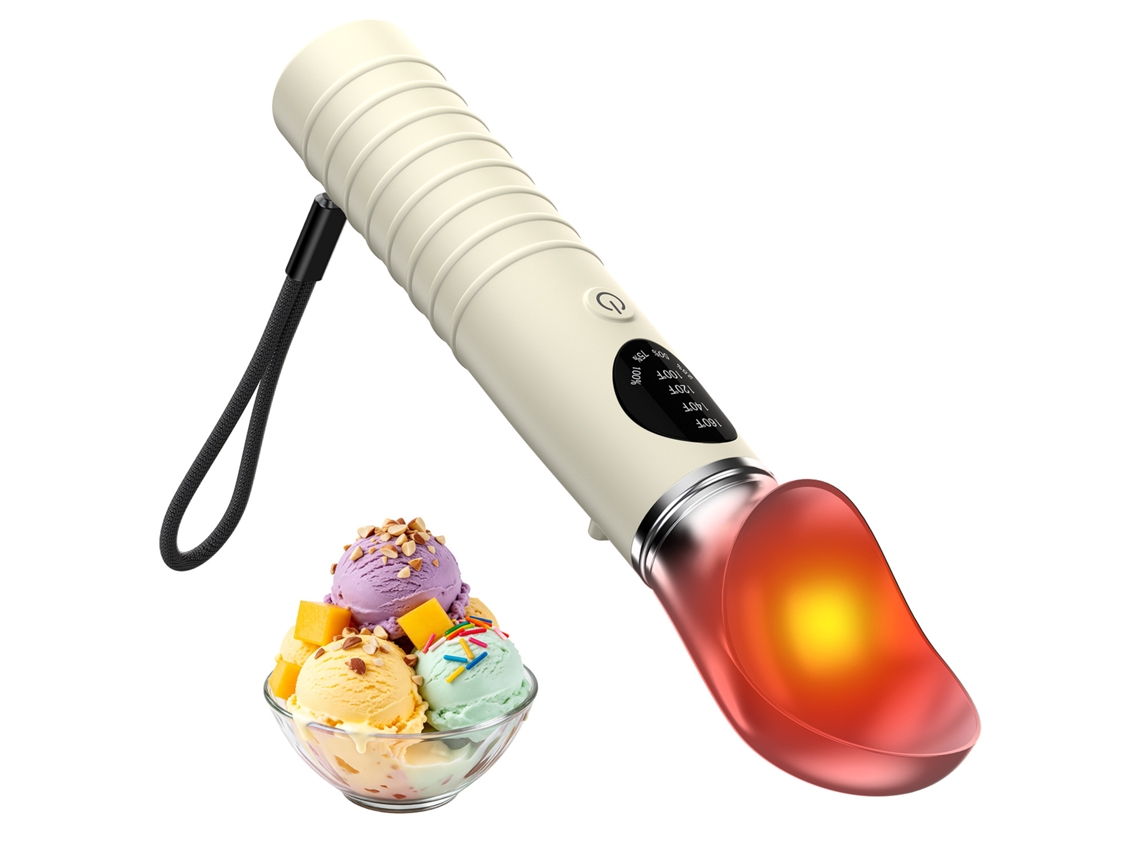 Cuchara Para Helado Con Calefacción, Desmontable, 4 Niveles De Temperatura, Pantalla Led, Para Helados Duros Y Postres Congelados (beige) Czhhmart