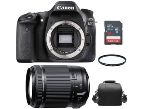 Cámara Reflex CANON EOS 80D + Objectivo TAMRON 18-200mm F3.5-6.3 Di II VC + Bolsa + Tarjeta SD 16GB + Filtro HOYA UX UV 62mm (APS-C)