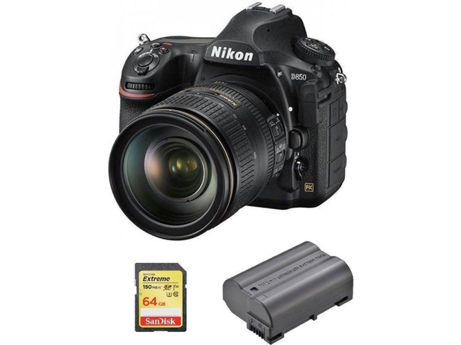 Kit Cámara Réflex NIKON D850 AF-S 24-120 MM F4G ED VR + 64 GB + Batería