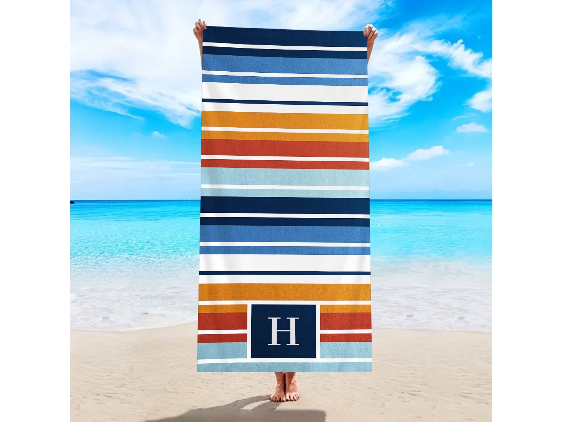 Toalla de playa de microfibra a rayas Yuysan, de alta absorción y secado rápido, 150 x 75 cm, modelo ST115, color marrón.