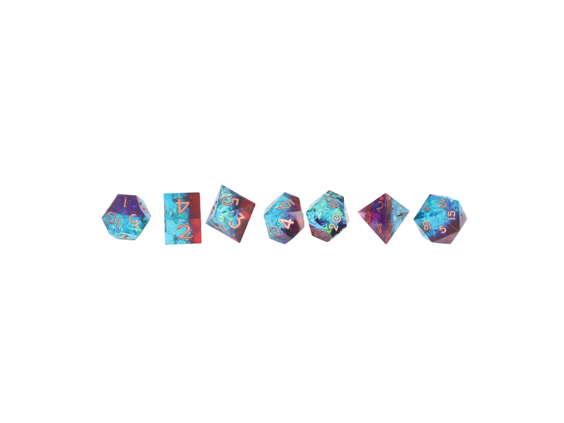 Set De 7 Dados Poliédricos De Resina Para Juegos De Rol, Números Claros, Regalo Exquisito Azul+rojo