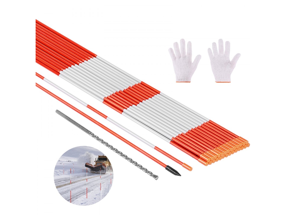 Juego de estacas y marcadores de 122cm con bandas reflectantes para señales de tránsito Tekmaquinas