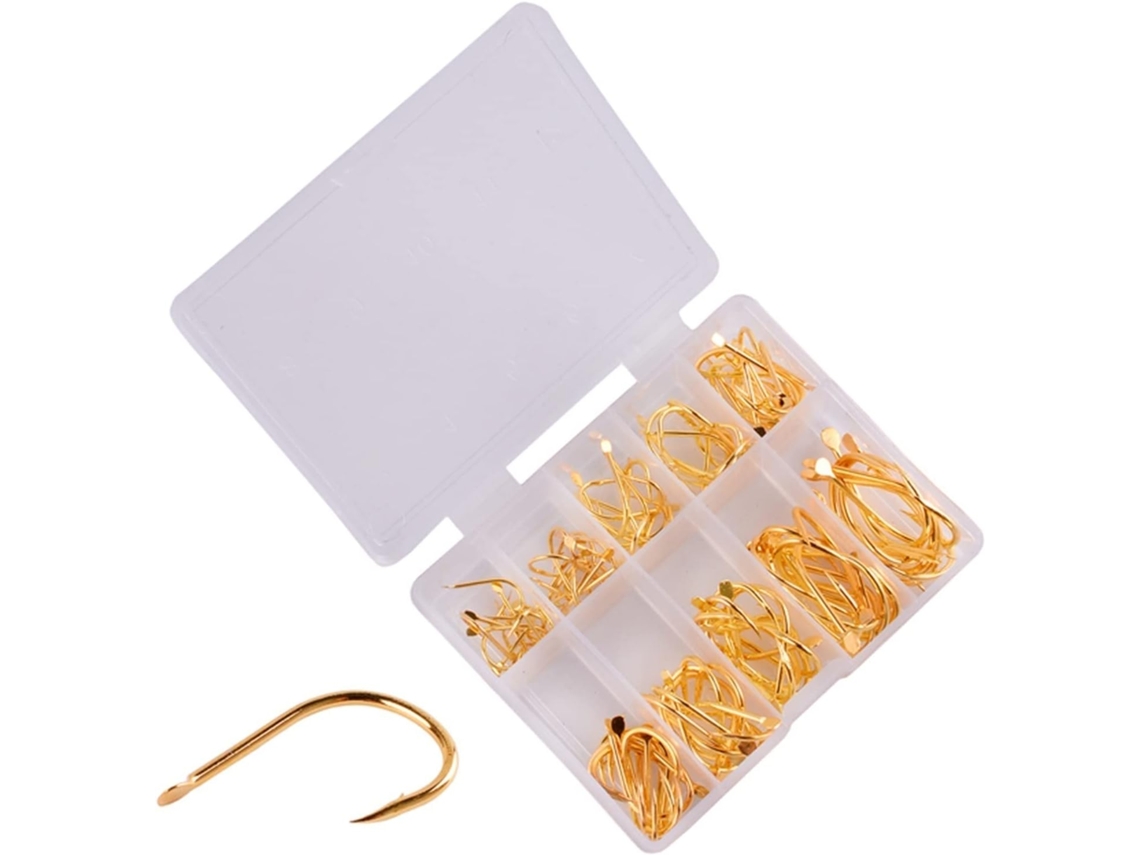 Juego De 100 Anzuelos Portátiles Circle Fish, Acero Al Carbono Resistentes Para La Pesca Carpas Con Caja In...