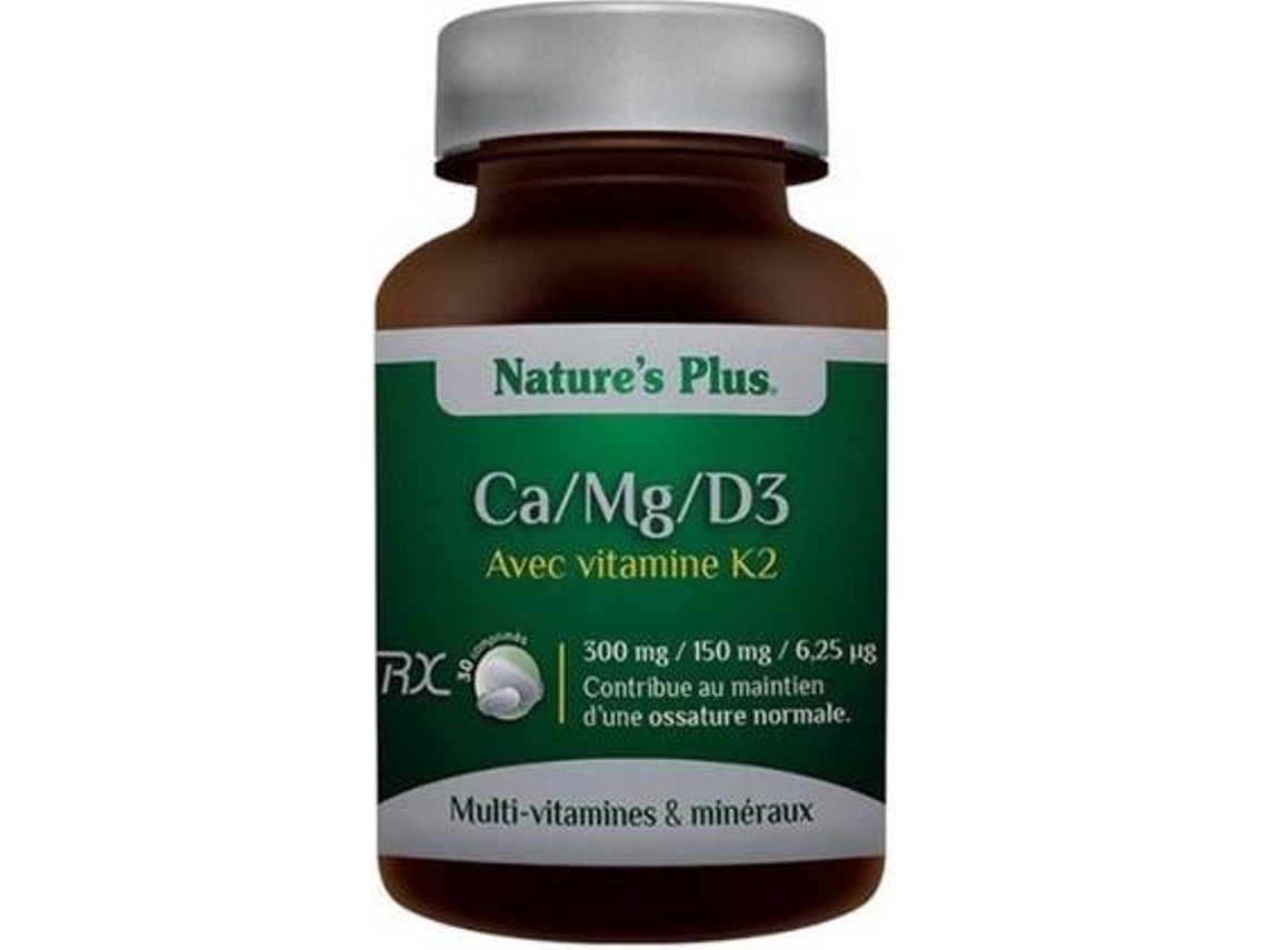 Complemento Alimentar NATURES PLUS Cálcio Magnésio Vitamina D K (30 comprimidos)