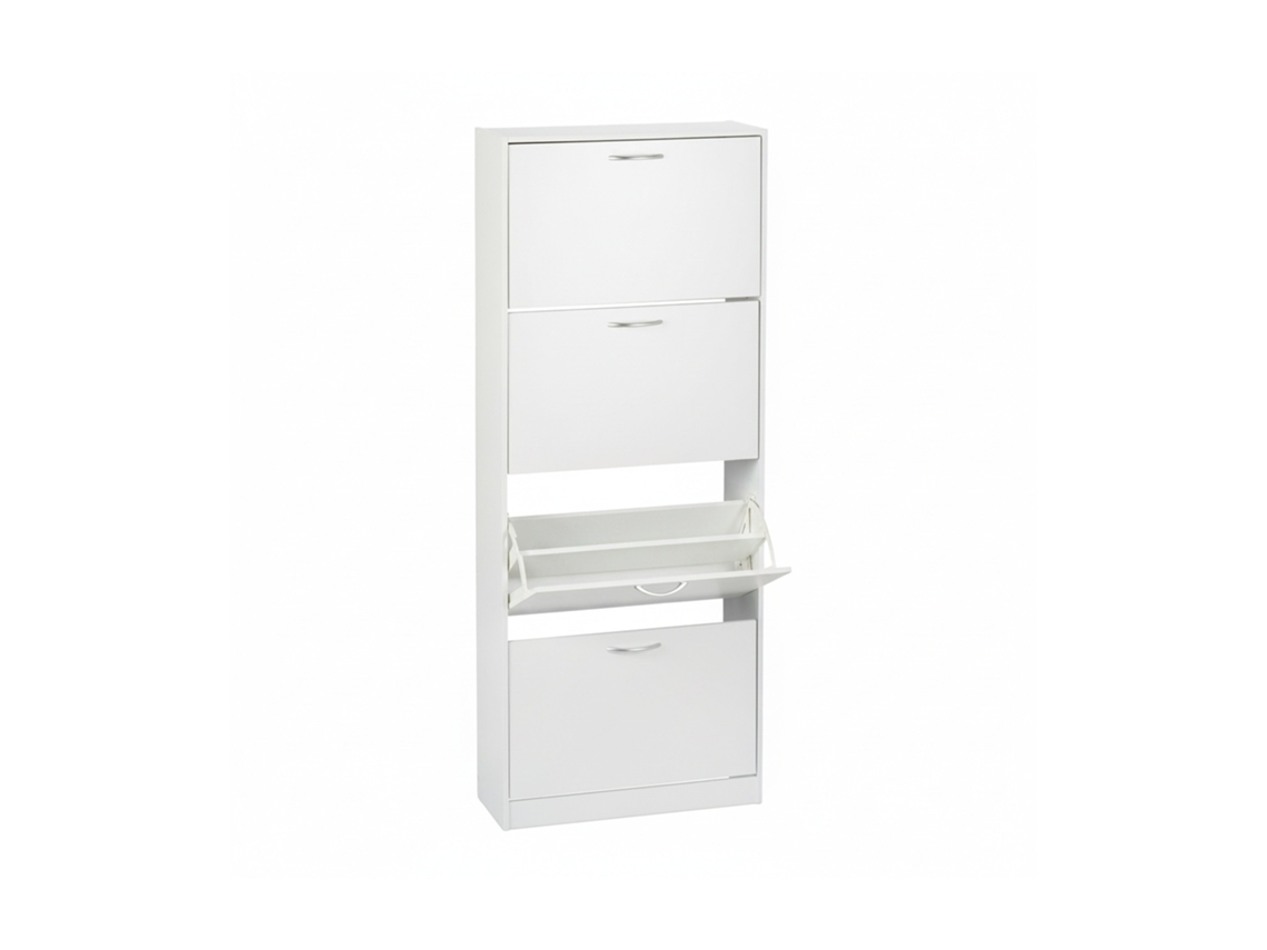 Relaxdays Zapatero, Mueble 24 Pares De Zapatos Ultrafino, 4 Compartimentos Basculantes, 152 X 60 X 24 Cm, Blanco