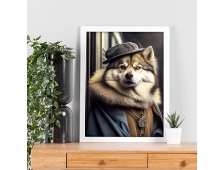NACNIC Lámina Malamute De Alaska En Estilo Fotografía A Todo Color Divertidas Ilustraciones Realistas De Animales Con Ropa Humana