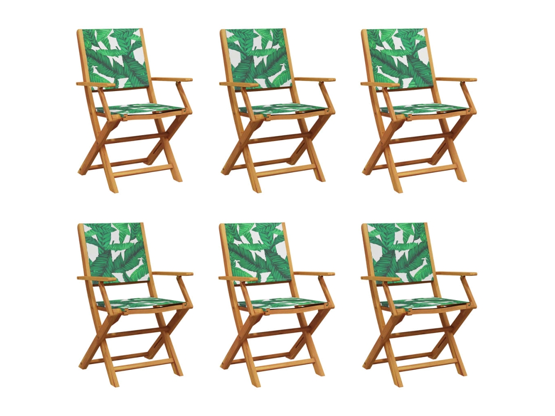 Maison Exclusive - Sillas De Jardín Reclinables 6 Uds Madera Maciza Y Tela Verde