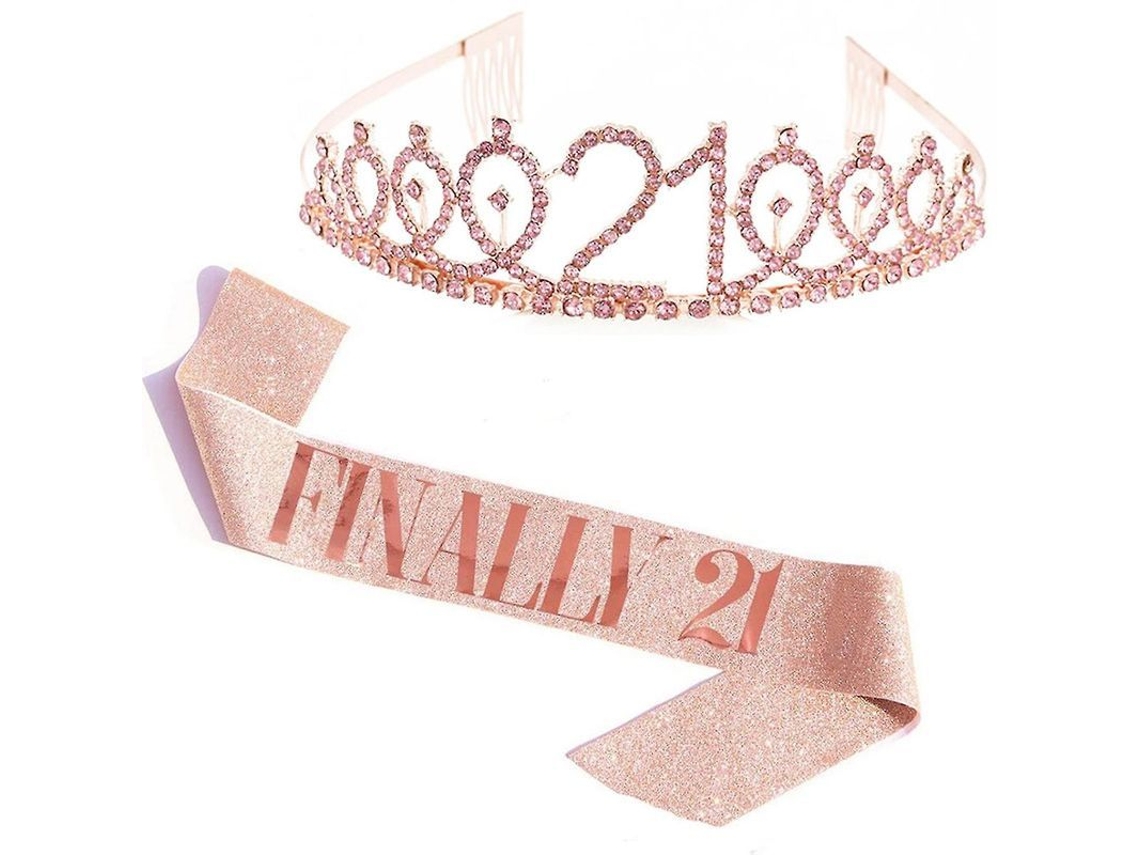 Conjunto De Diadema Y Tiara Con Diamantes De Imitación Y Letras Para Fiesta De Cumpleaños Jikaix