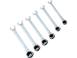 Juego de 6 llaves de carraca combinadas de doble cabezal, de acero macizo, de 6 a 11 mm.