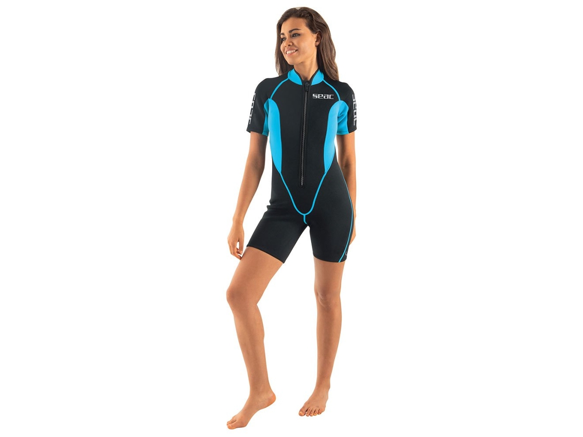 Mulher Look 2.5 Milímetros Baixo Manga Wetsuit Azul Preto Sseacsub