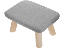 Reposapiés De Madera Maciza De 35x25x20 Cm, Taburete Compacto Para Silla De Oficina, Acabado Gris Claro.