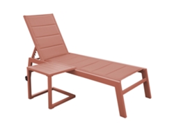 Conjunto de tumbona y mesa auxiliar Barbados en textileno, terracota, aluminio y terracota Happy Garden