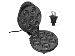 Mini Máquina Para Hacer Donas De Alta Potencia (1200 W), Prepara 7 Donas, Antiadherente, Color Negro.