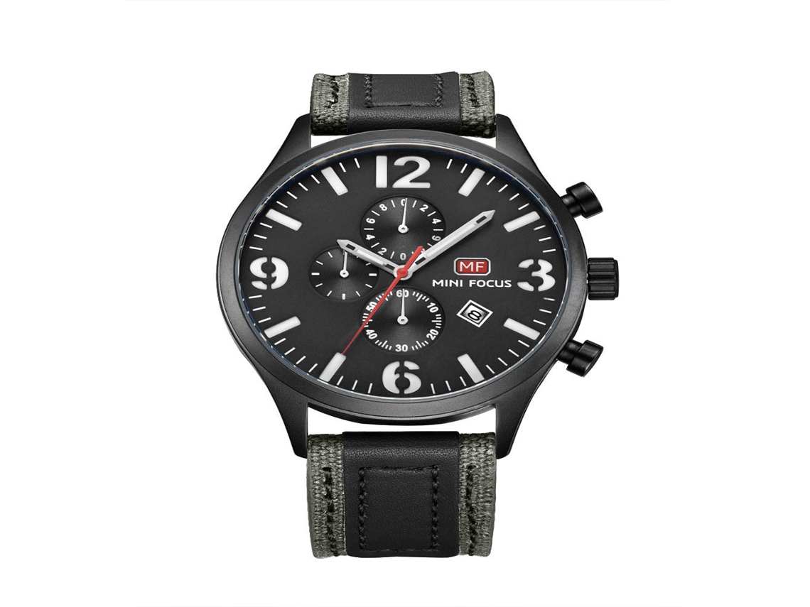 Reloj Deportivo Para Hombre Mini Focus De Acero Analógico Cuadro Redondo Negro