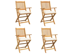 Maison Exclusive - Silla Plegable Con Cojín 4 Pcs Blanco 49 X 57.5 X 92cm