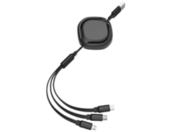 Cable De Datos Retráctil 3 En 1 (carga Rápida 3a, Extensible Hasta 1,1 M)