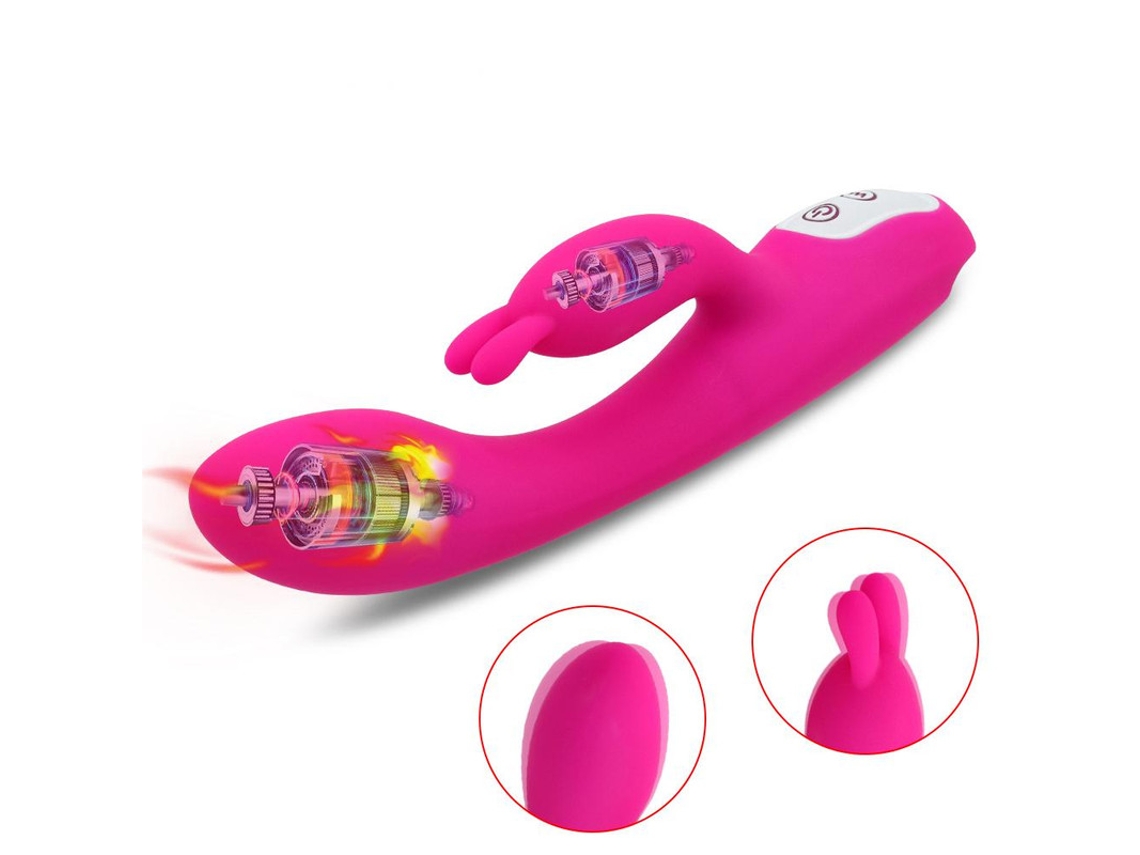 Vibrador de silicona suave de conejo de motor dual para mujer (rosa) YIZHOOD