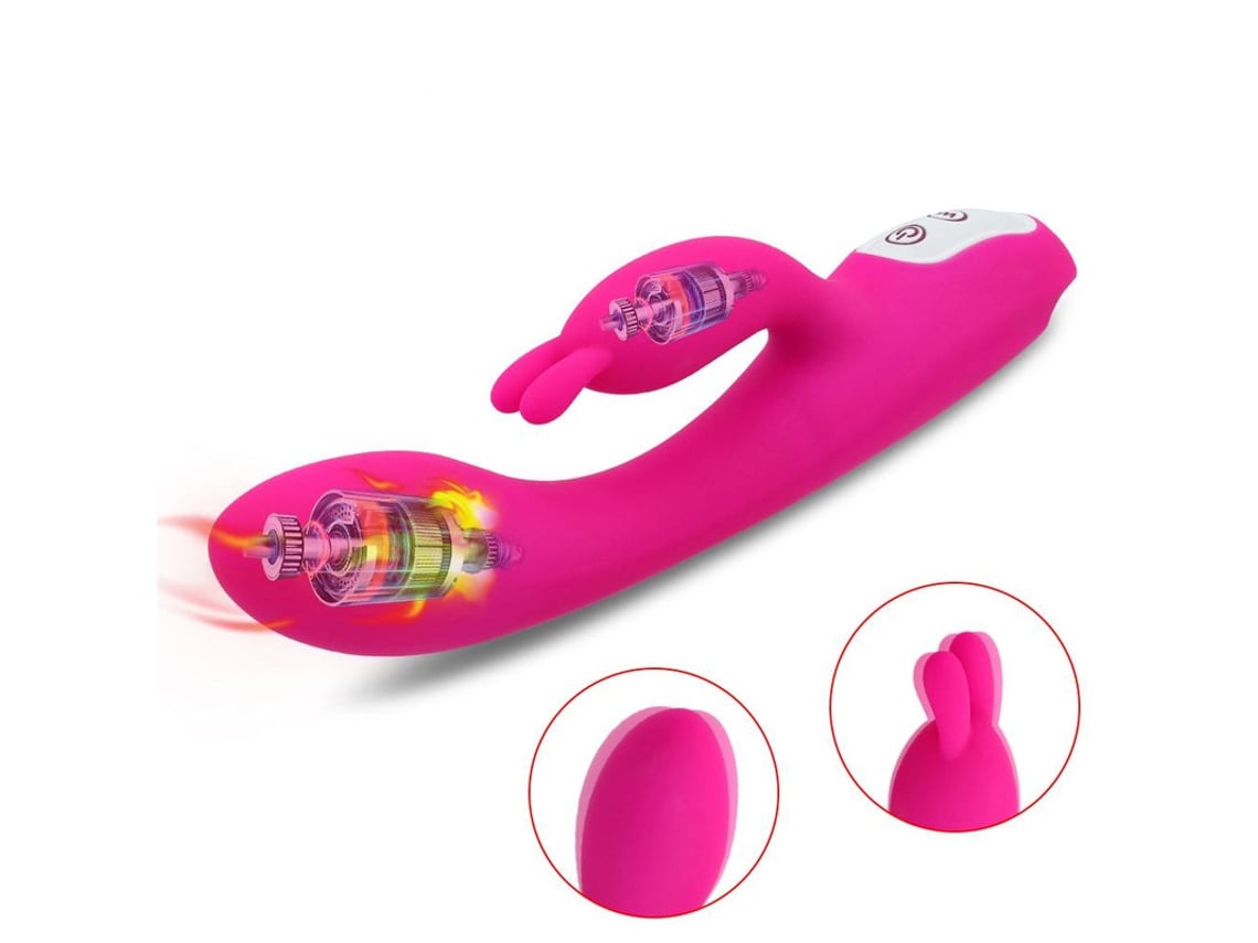 Vibrador de silicona suave de conejo de doble motor para mujer (rosa)  ENKERS