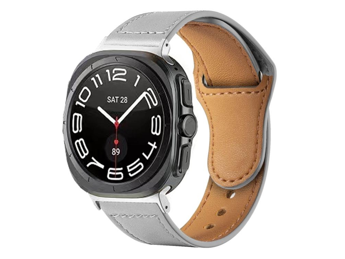 Correa de cuero para Samsung Galaxy Watch Ultra con hebilla invertida y remache FWINL (47 mm)