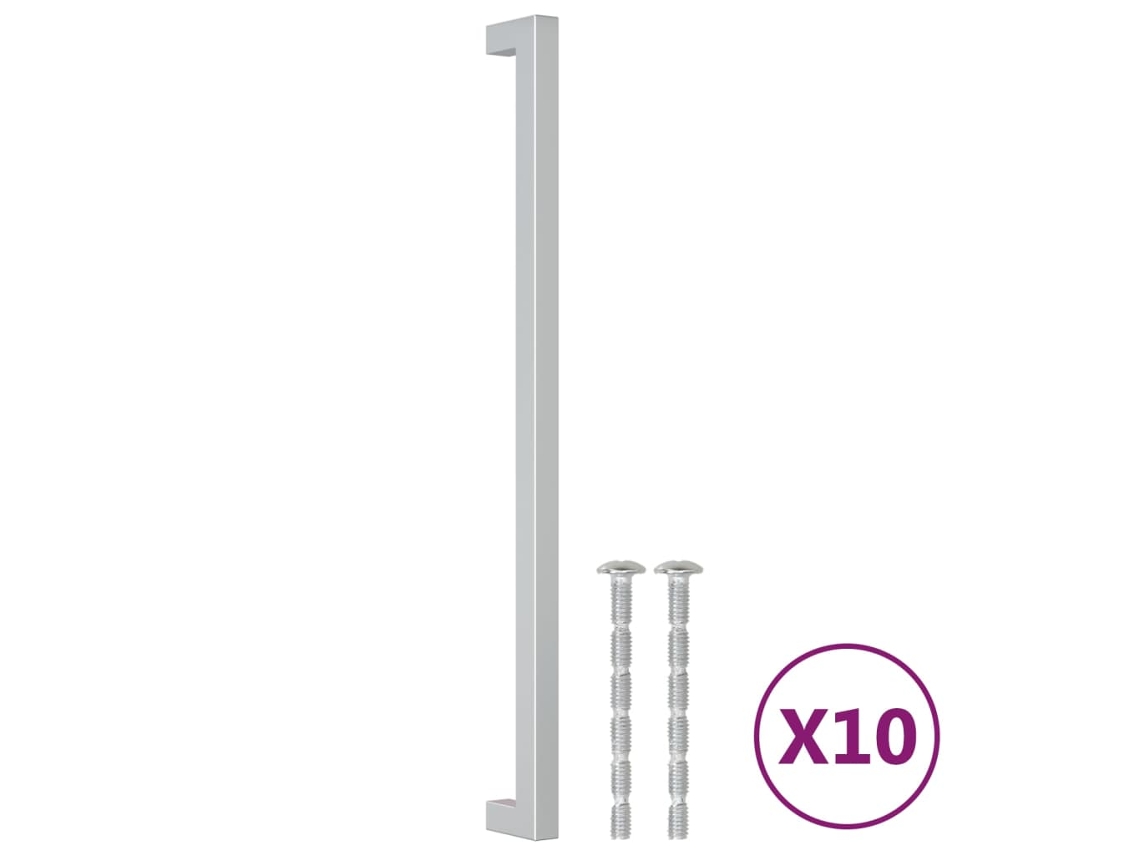 Conjunto 10 Tiradores para armarios VIDA XL acero inoxidable plateado (320 mm)
