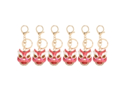6 Llaveros Con Diseño De León Bailando, Con Diamantes De Imitación, De Metal, Antioxidantes, Para Bolso/cartera, Color Rosa.