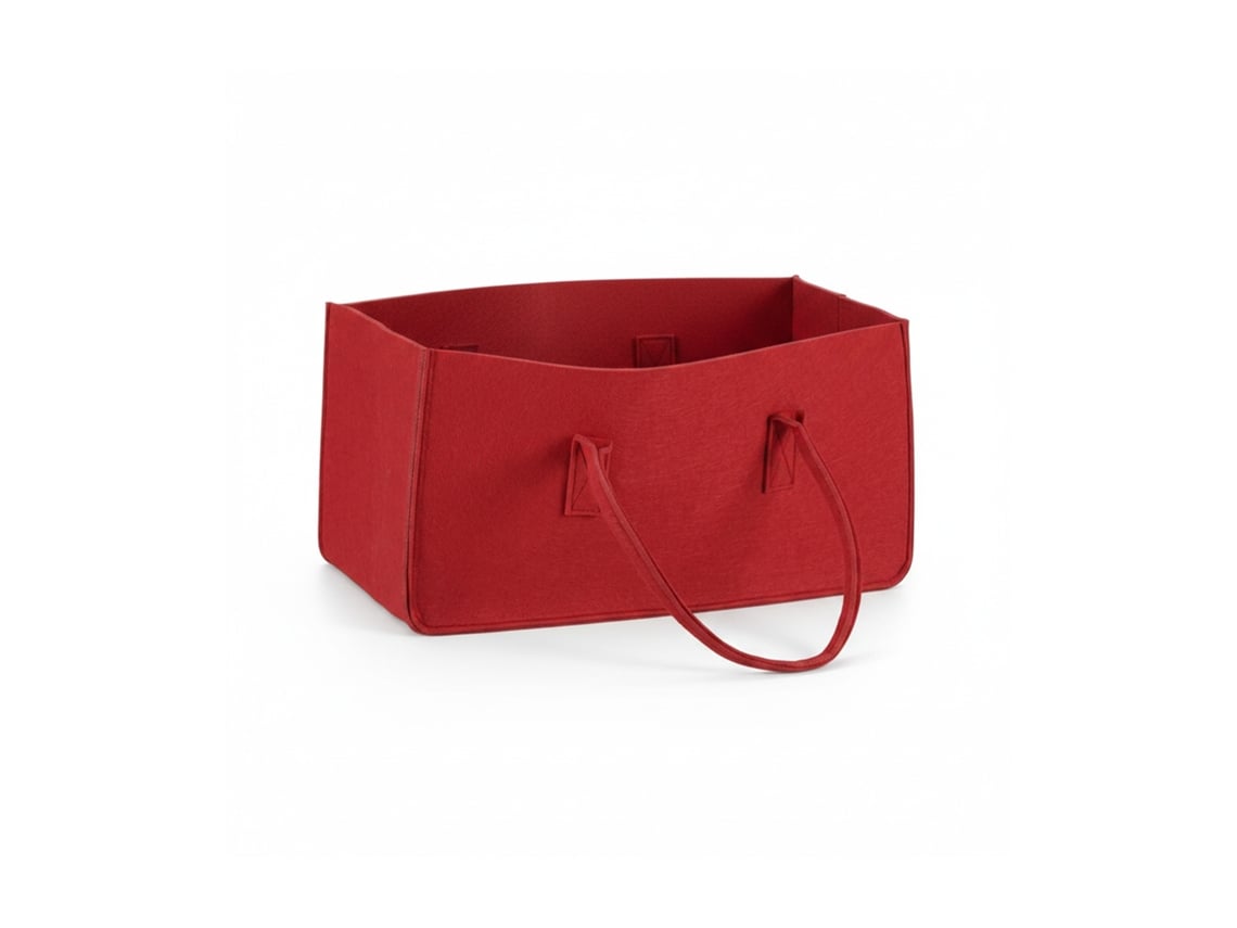 Relaxdays Saco De Lenha Em Feltro, Cesto Portátil, Porta-jornais Dobrável Hxlxp: 25 X 25 X 50 Cm, Vermelho