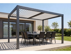 Pérgola Bioclimática Independiente Agosta 4x3, 250cm de Alto - Aluminio Gris con Lamas B