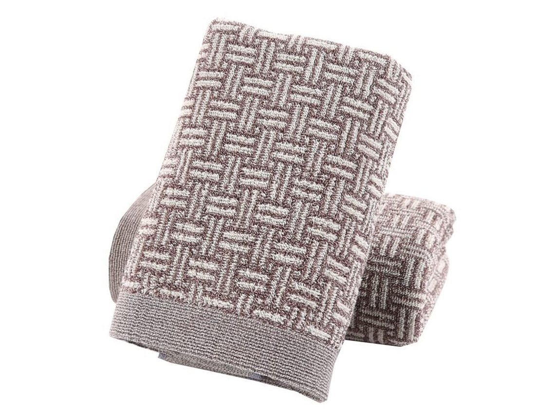 2026-33232-set De 2 Toallas De Algodón De Patrón Cuadriculado Absorbentes Suaves Para Baño 34x74 Cm (marrón)