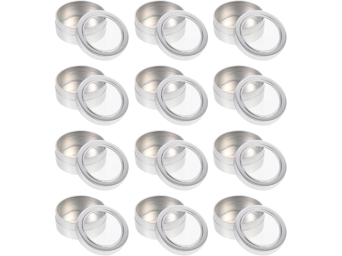 Ciieeo Com 12 Potes De Alumínio De 25ml Com Visor, Recipiente Vazio E Recarregável Para Glitter De Unhas.