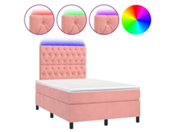 Maison Exclusive - Cama Box Spring Colchón Y Led Terciopelo Rosa 120x200 Cm
