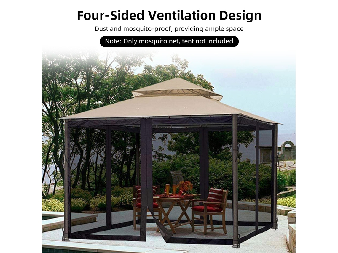 Mosquitera Para Patio, Toldo Con Cremallera, 4 Paneles, Protección Contra Insectos Para Porches Y Espacios Exteriores.