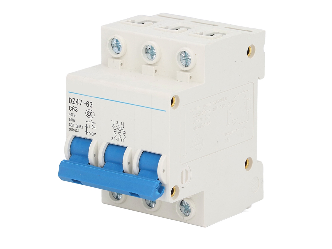 Disyuntor Miniatura De 3 Polos, 63 A, 400 V, 4500 A/6000 A, Montaje En Riel Din.