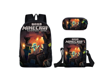 KOHREE Mochila escolar para estudiantes de Minecraft, juego de tres piezas
