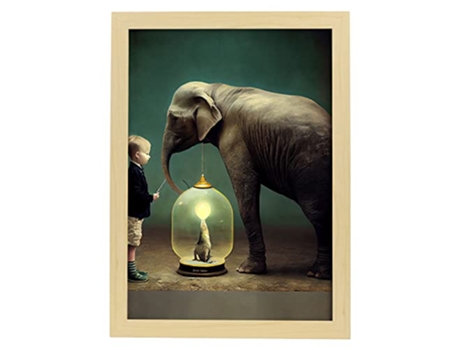 NACNIC Poster Elefante En Estilo Surrealismo Cinematográfico Ilustraciones Y Grabados De Historieta Abstracta Y Artística A3 Marcos Madera