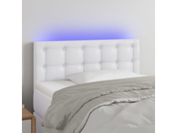 Cabecero Con Led Cuero Sintético Blanco 90x5x78/88 Cm