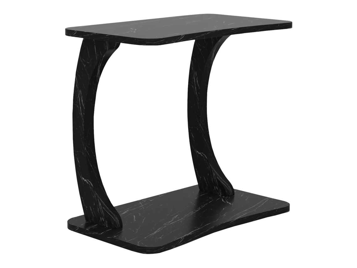 Mesa auxiliar Stattela en forma de C (59 x 35 x 56 cm, mármol negro) [EN.CASA]