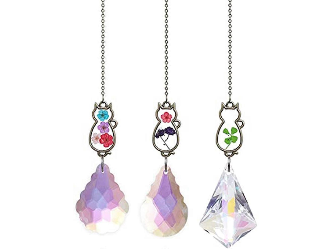 Colgantes decorativos, flores naturales, cristal prensado, atrapasol, creador de arcoíris