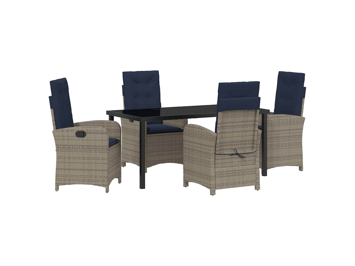 Conjunto de comedor de jardín Vidaxl de 5 piezas en ratán gris