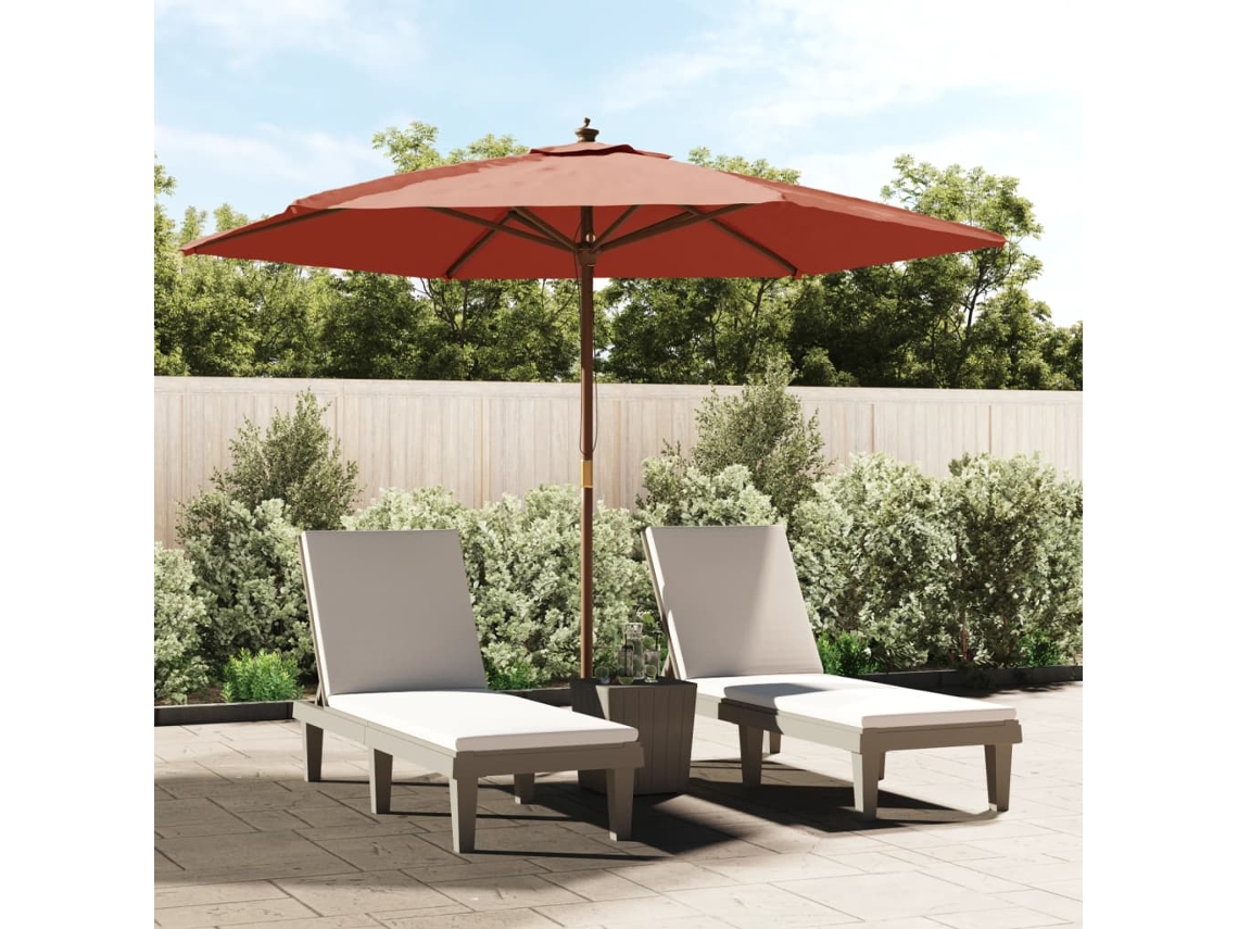 Sombrilla de jardín con mástil de madera, 299 x 240 cm, terracota, DKD Home Decor