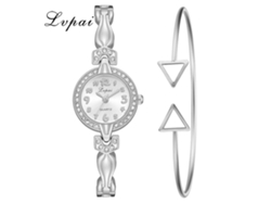 Reloj De Cuarzo Para Mujer Con Brazalete De Aleación Ivpai, Estilo De Lujo, Color Blanco Y Plata.