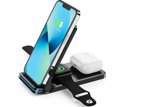 Estación de Carga Inalámbrico Inalámbrica Plegable Carga para iPhone XR/14/13/12/XS/8/11 BISBISOUS Negro