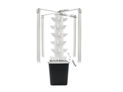Torre de cultivo hidropónico, sistema de jardinería vertical, luces LED de cultivo, color negro.