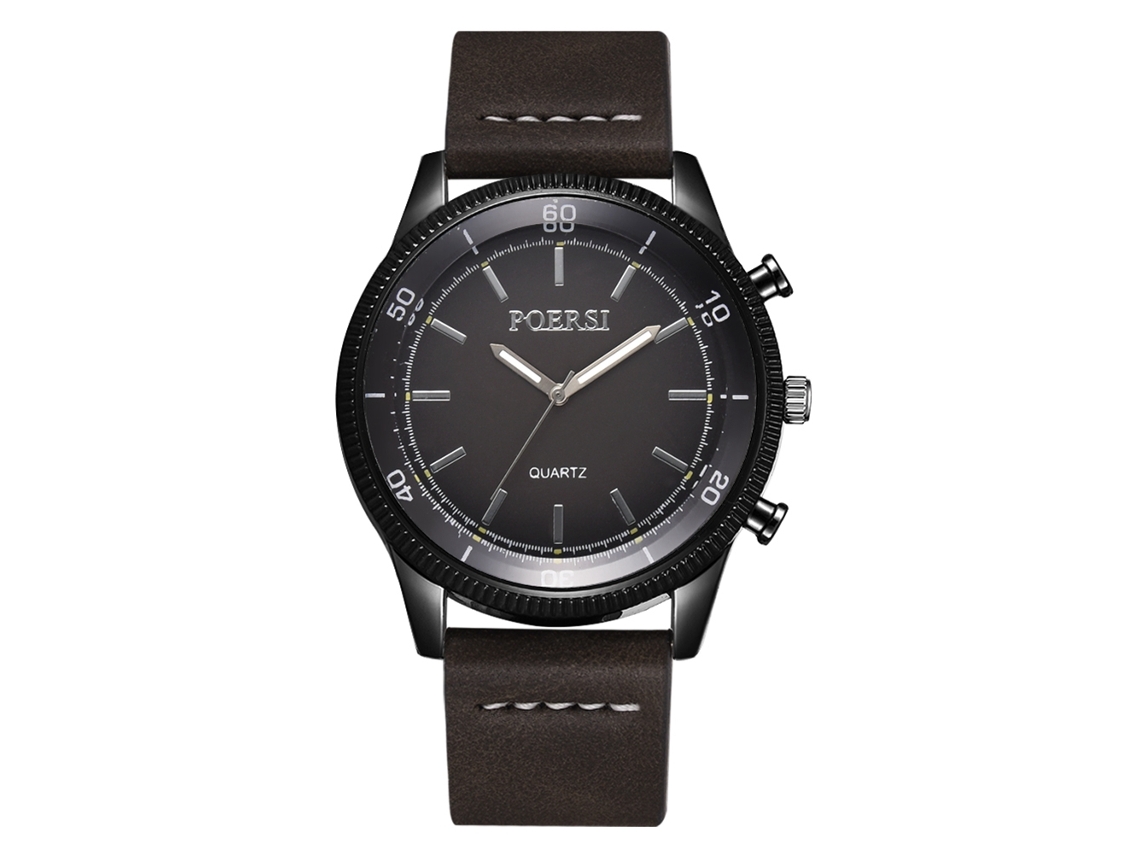 Reloj De Cuarzo Para Hombre Con Correa De Cuero Pu Estilo Casual Fashion Dial Grande Gris