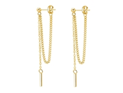 Aretes Colgantes De Plata 925 Para Mujer Niña Adolescente, Cadena Hilo, Barra, Oro, Hipoalergénico