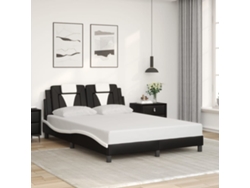 Estructura Cama Cabecero Cuero Sintético Negro Blanco 140x200cm